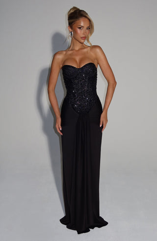 Carina Maxi Dress - Black - glavon