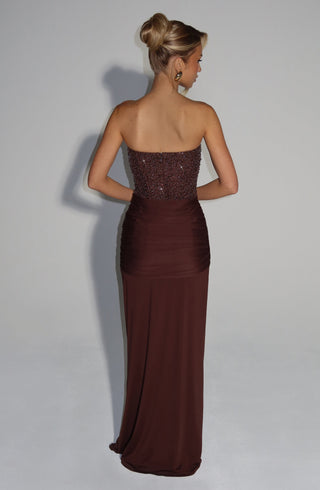 Carina Maxi Dress - Plum Brown - glavon