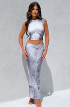 Charmayne Maxi Skirt - Grey Body Print - Napalia