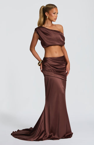 Claudette Maxi Skirt - Plum Brown - glavon