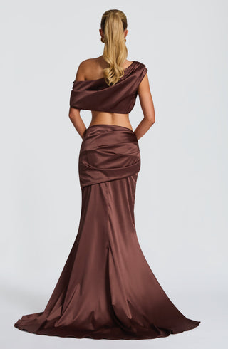 Claudette Maxi Skirt - Plum Brown - glavon