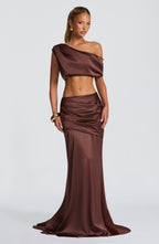 Claudette Maxi Skirt - Plum Brown - Napalia
