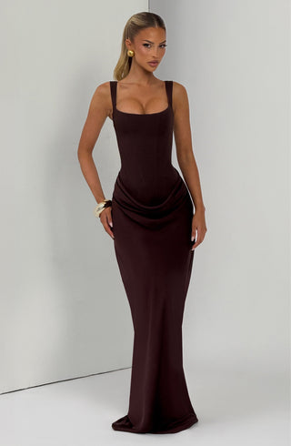 Cornelia Maxi Dress - Plum Brown - glavon