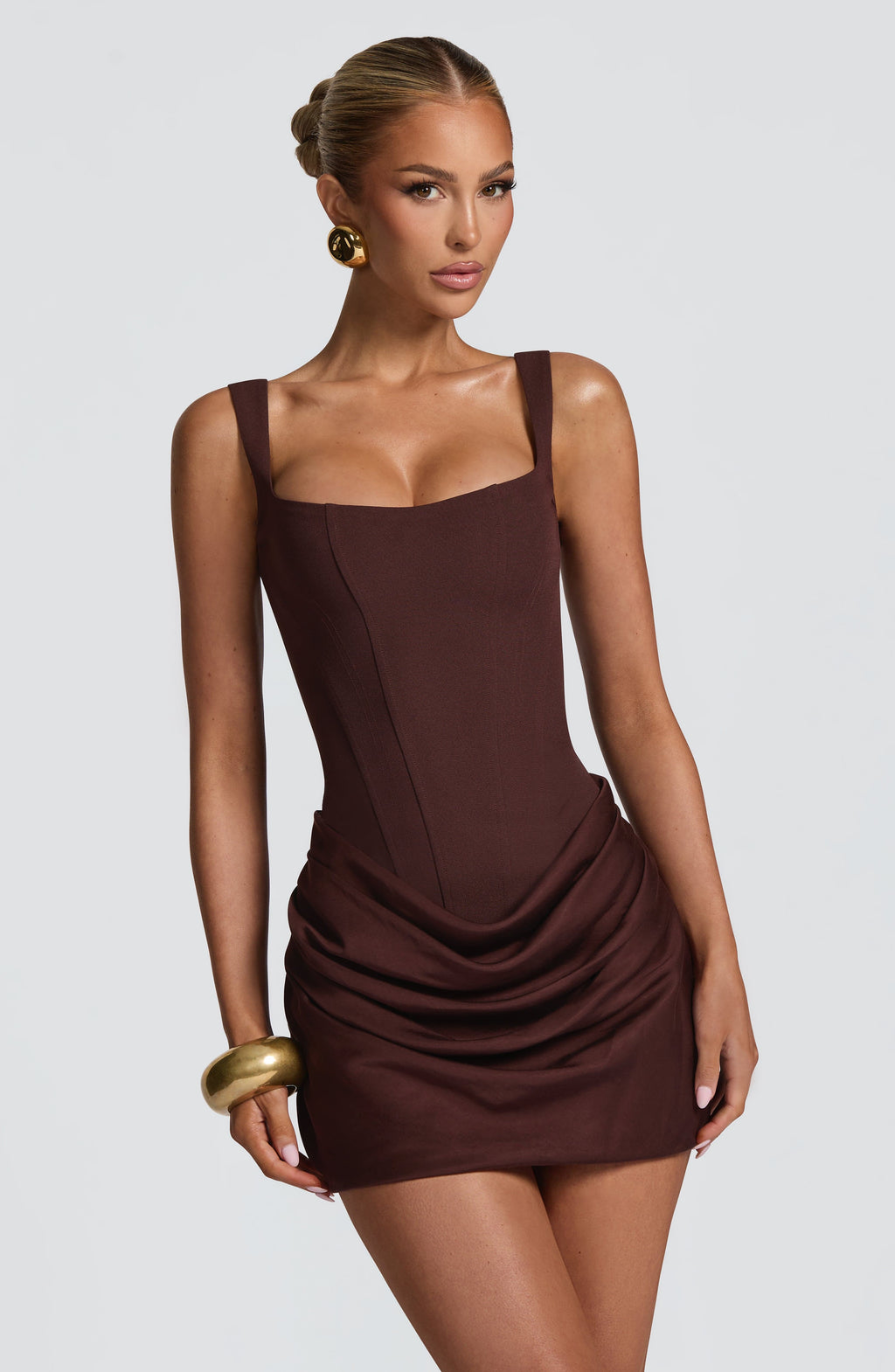 Cornelia Mini Dress - Plum Brown - Napalia