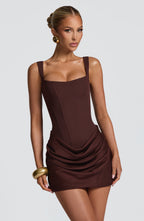 Cornelia Mini Dress - Plum Brown - Napalia