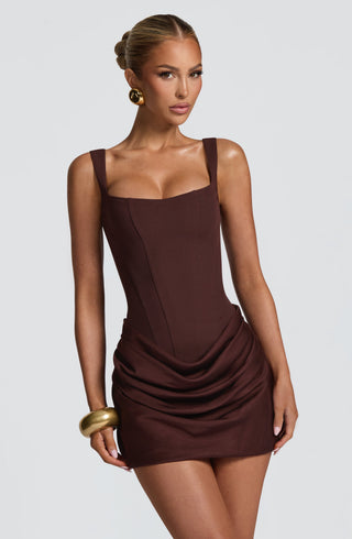 Cornelia Mini Dress - Plum Brown - glavon