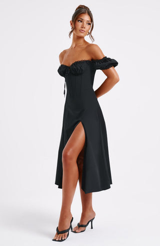 Courtney Midi Dress - Black - glavon