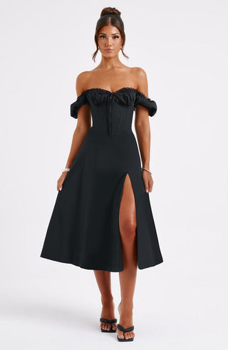 Courtney Midi Dress - Black - glavon