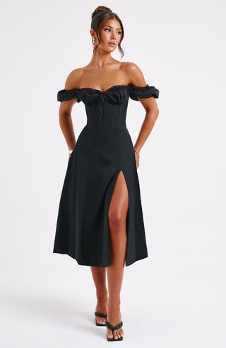 Courtney Midi Dress - Black - glavon
