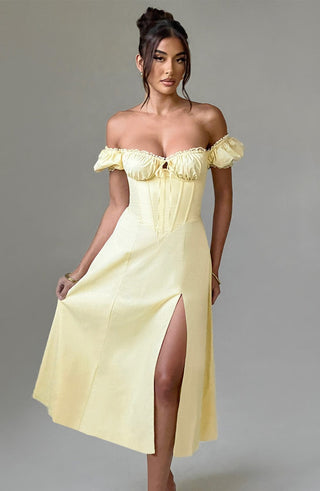 Courtney Midi Dress - Lemon - glavon