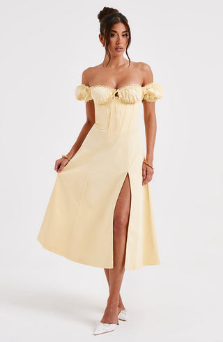 Courtney Midi Dress - Lemon - glavon