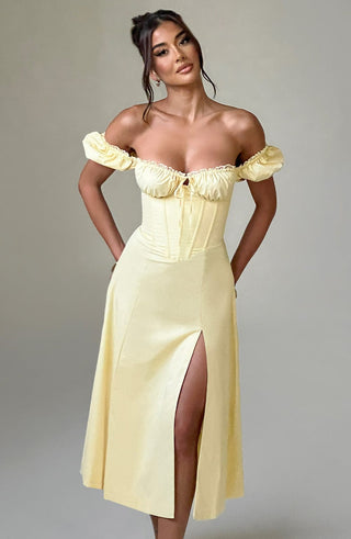 Courtney Midi Dress - Lemon - glavon