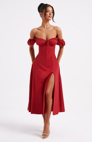 Courtney Midi Dress - Red - glavon