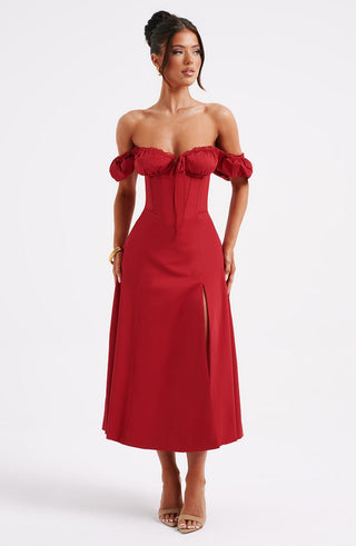 Courtney Midi Dress - Red - glavon