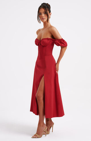 Courtney Midi Dress - Red - glavon