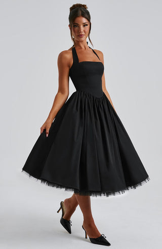 Cressida Midi Dress - Black - glavon
