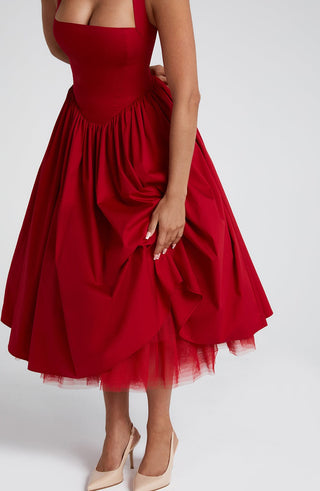 Cressida Midi Dress - Red - glavon