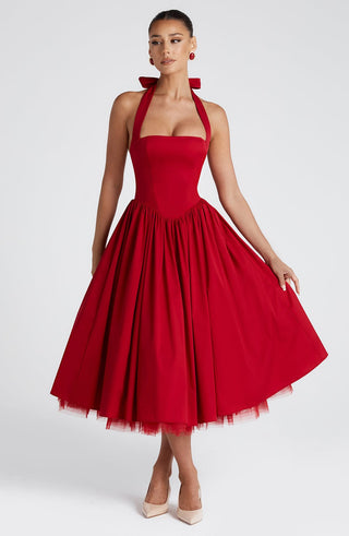 Cressida Midi Dress - Red - glavon