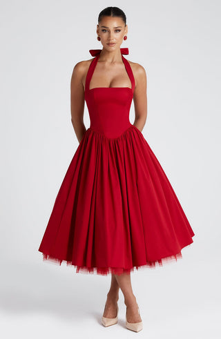 Cressida Midi Dress - Red - glavon