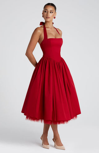 Cressida Midi Dress - Red - glavon