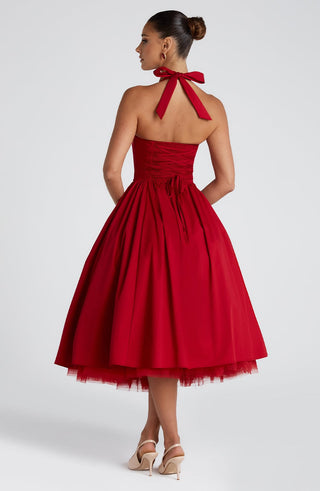 Cressida Midi Dress - Red - glavon