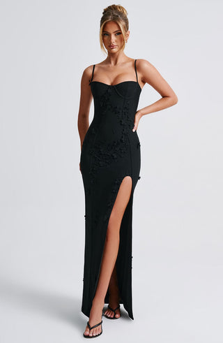 Dalary Maxi Dress - Black Lined - glavon