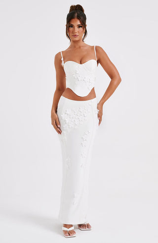 Dalary Maxi Skirt - White - glavon