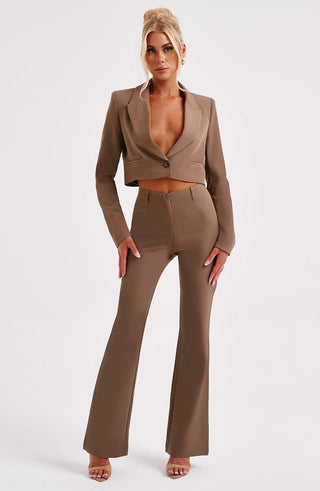Darci Cropped Blazer - Mocha - glavon