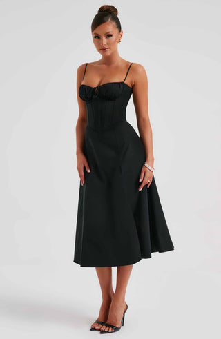 Deanna Midi Dress - Black - glavon