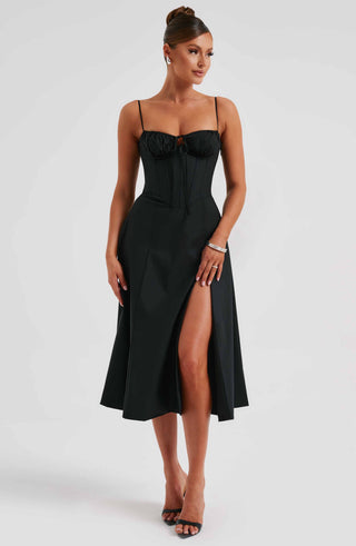 Deanna Midi Dress - Black - glavon