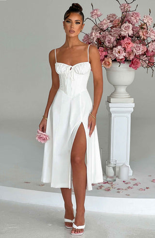 Deanna Midi Dress - Ivory - glavon