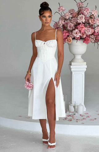 Deanna Midi Dress - Ivory - glavon