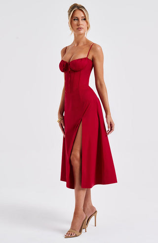 Deanna Midi Dress - Red - glavon
