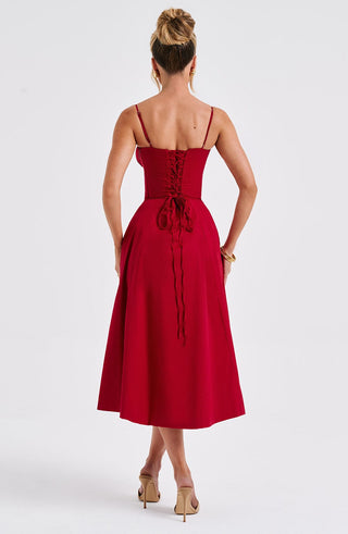 Deanna Midi Dress - Red - glavon