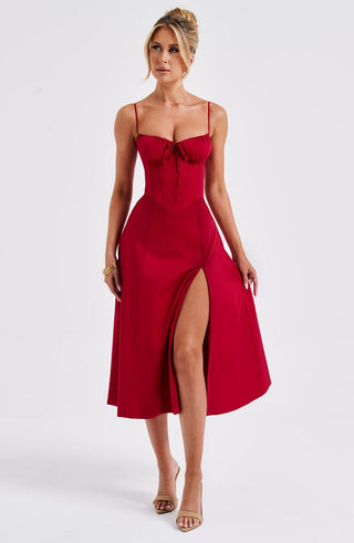 Deanna Midi Dress - Red - glavon