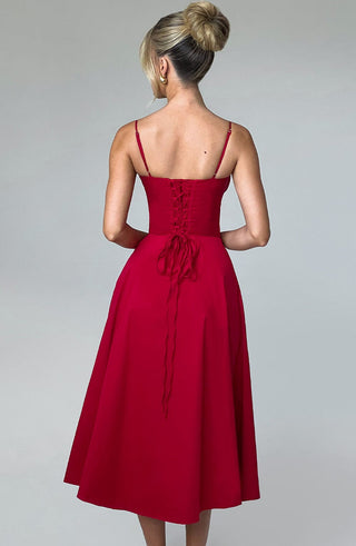 Deanna Midi Dress - Red - glavon