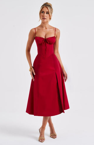 Deanna Midi Dress - Red - glavon