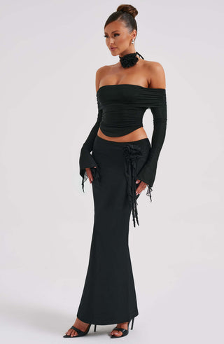 Deema Maxi Skirt - Black - glavon