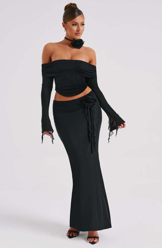 Deema Maxi Skirt - Black - glavon