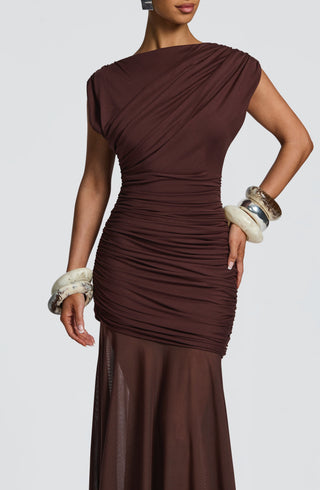 Demelza Maxi Dress - Plum Brown - glavon