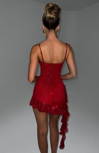 Dixie Mini Dress - Red Sparkle - glavon