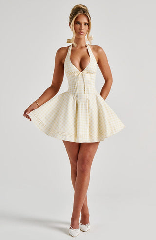 Doris Mini Dress - Lemon Gingham - glavon
