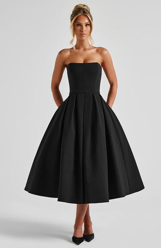 Edith Midi Dress - Black - glavon