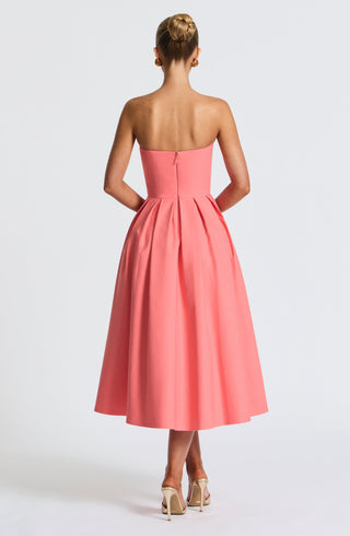 Edith Midi Dress - Coral Pink - glavon