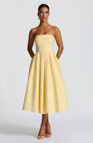 Edith Midi Dress - Lemon - glavon