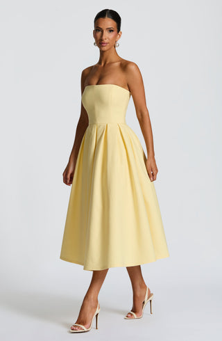 Edith Midi Dress - Lemon - glavon