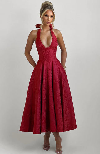 Effie Midi Dress - Red - glavon