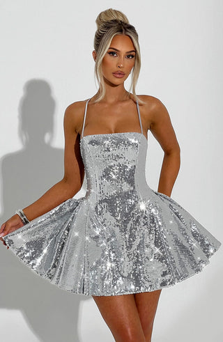 Electra Mini Dress - Silver - glavon