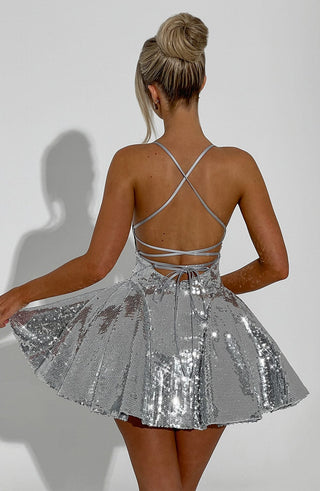 Electra Mini Dress - Silver - glavon