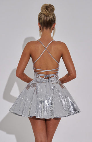 Electra Mini Dress - Silver - glavon
